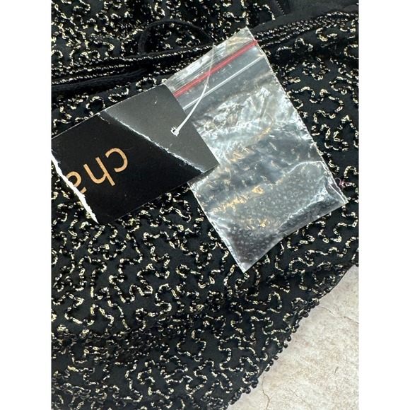 Chaudry Beaded Camisole Womens S Black Gold Silk Back Zip Heavy NWT Deadstock - Picture 10 of 15